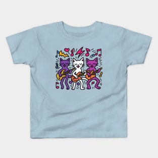 Keith Haring Inspired Cat Rock Band Kids T-Shirt